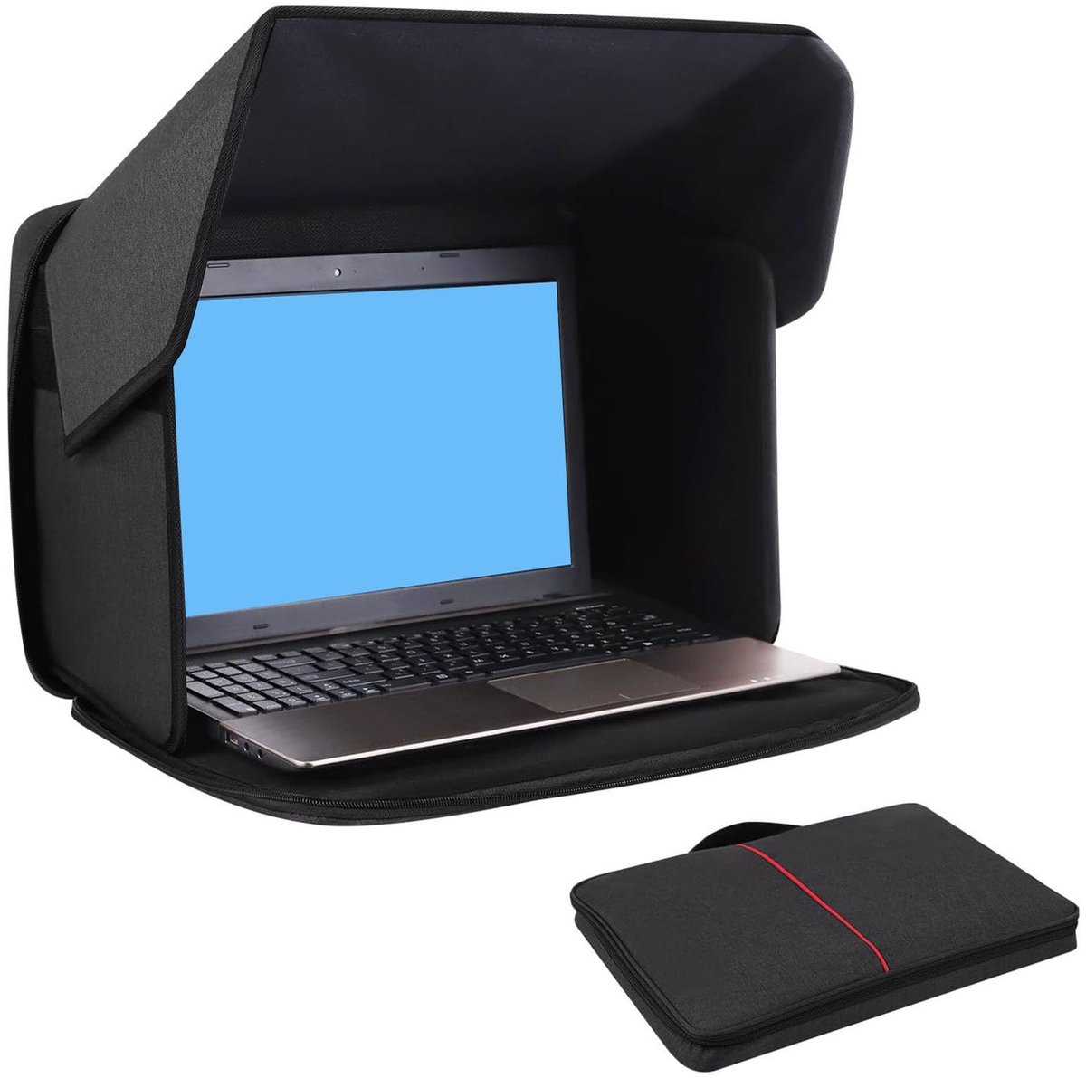 Allecto - Laptop Zonnekap - Draagbare Zonnebescherming - Geschikt voor Buitenwerk - 16 Inch - Anti-glare - Verhoogt Werkcomfort - Ideaal voor Lapto...