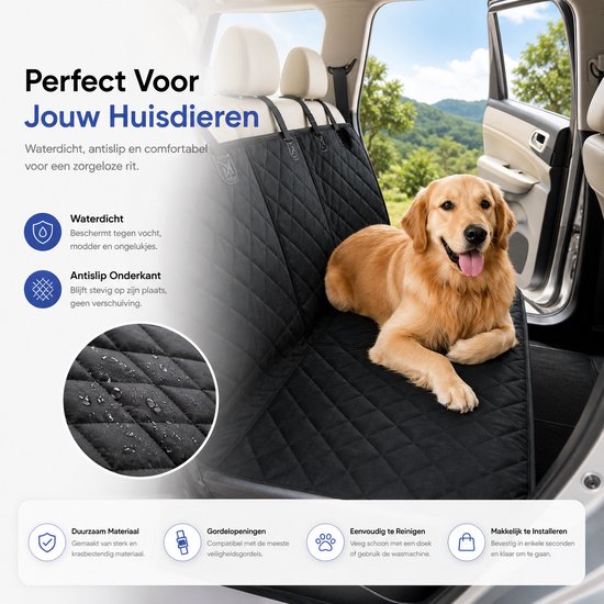 BOTC Dog Blankets - Couverture de voiture pour banquette arrière ou coffre à bagages pour chiens - Zwart