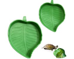 4 Stuks Bladvormige Waterschotels voor Reptielen, Schildpad Habitat Accessoires, Waterkom voor Hagedissen en Slangen, Voedselplaat voor Bearded Dragons en Geckos, 2 Maten