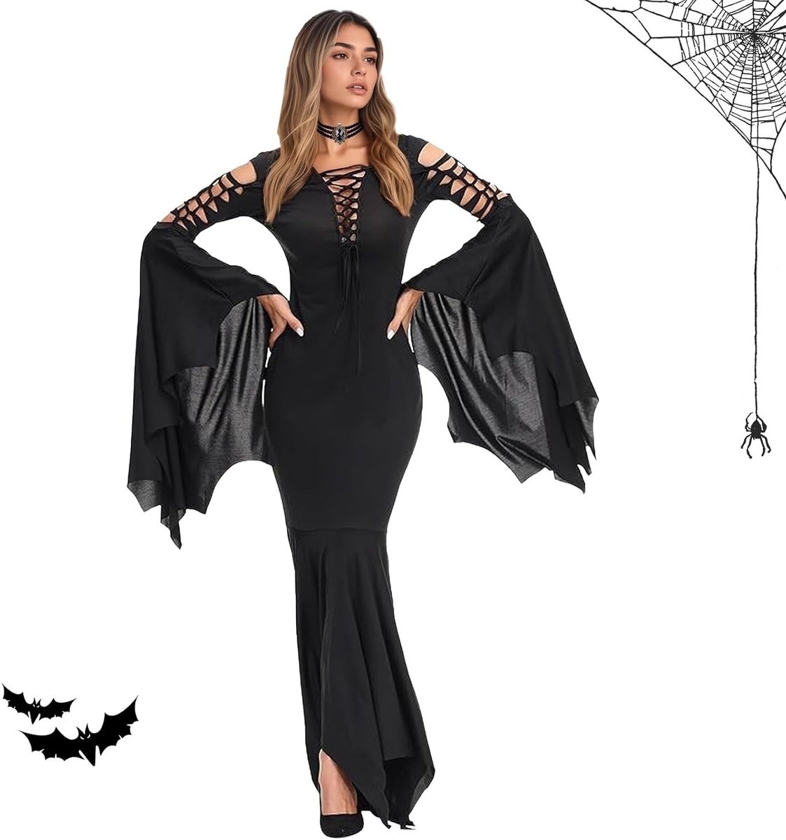 Gothic Halloween Kostuum voor Vrouwen, Cocktailjurk voor Feestjes en Thema-Events, Perfect voor Carnaval en Halloween
