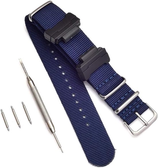 Nylon Horlogeband voor Casio G-Shock GA-110, GA-120, GA-400, GD-100, DW-5600 en GLS-8900 - Duurzaam en Stijlvol Accessoire voor Mannen met Zwarte Adapters