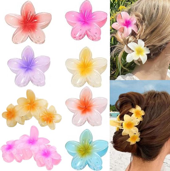 Lot de 8 pinces à cheveux fleurs colorées antidérapantes pour femmes