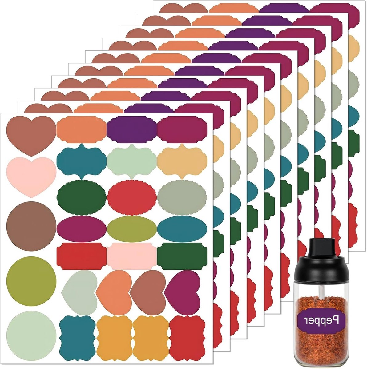 280 Stuks Zelfklevende Etiketten voor Jam Jars, Kleurige Stickers voor Opslag, Herbruikbare Labels voor Blikken en Keukenaccessoires