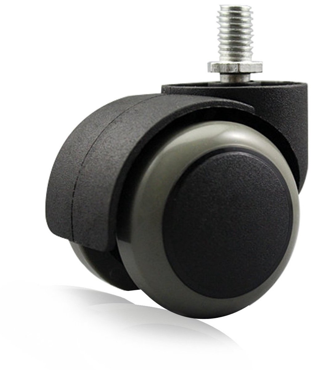 Set van 5 Vloerbeschermende Rubber Wielen voor Kantoorstoelen met M10x12 mm Schroefdraad - 5 cm Hoogte (Zwart/Grijs)