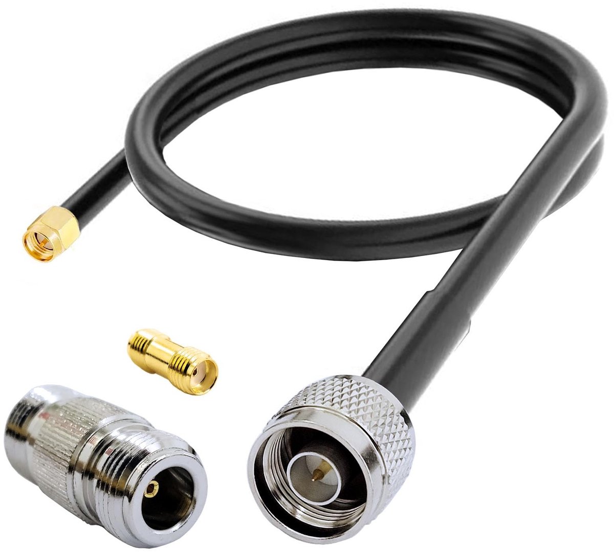 Allecto - Koaxiale Kabel N naar SMA - 3G 4G 5G antennes - Inclusief adapters - 1 meter lengte - Hoge snelheid en verbinding - Geschikt voor modem e...