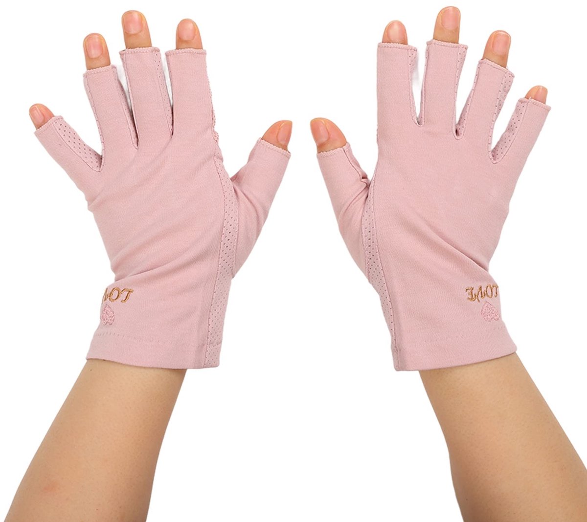 aladdien - Anti UV Handschoenen - Vingerloze Nagelhandschoenen - Ademend en Elastisch - Bleek Roze-Grijs - UV-bescherming - Geschikt voor Thuis en S...