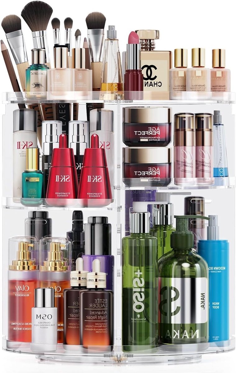 360 Graden Draaiende Make-up Organizer voor Huidverzorging, Lippenstiften en Parfum - Verstelbare Laagjes voor Dresser en Slaapkamer