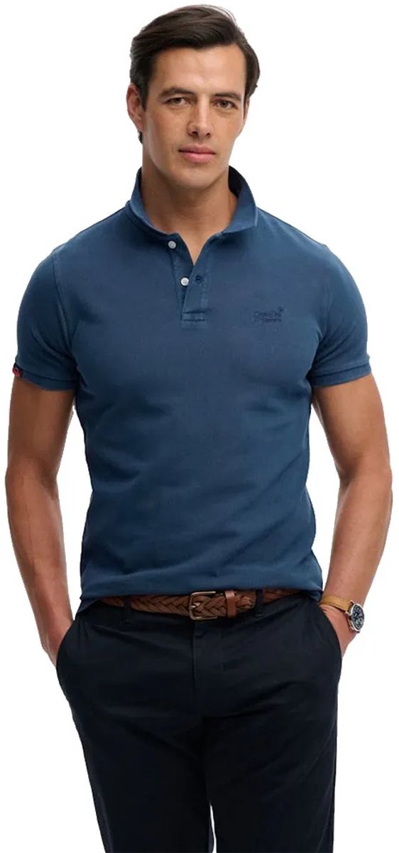 Superdry Vint Destroy Korte Mouw Poloshirt L Man Blauw