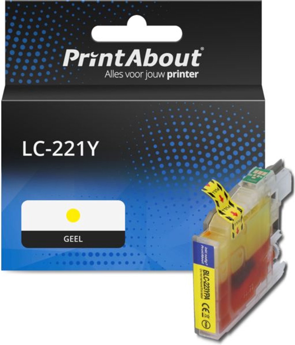 PrintAbout huismerk Inktcartridge LC-221Y Geel geschikt voor Brother