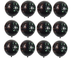ABOOFAN 50 Pieces 12 12 inch transparent luminous balloon glow in the dark balloons led decor halloween decor balloon for halloween party decoration fluorescent balloon