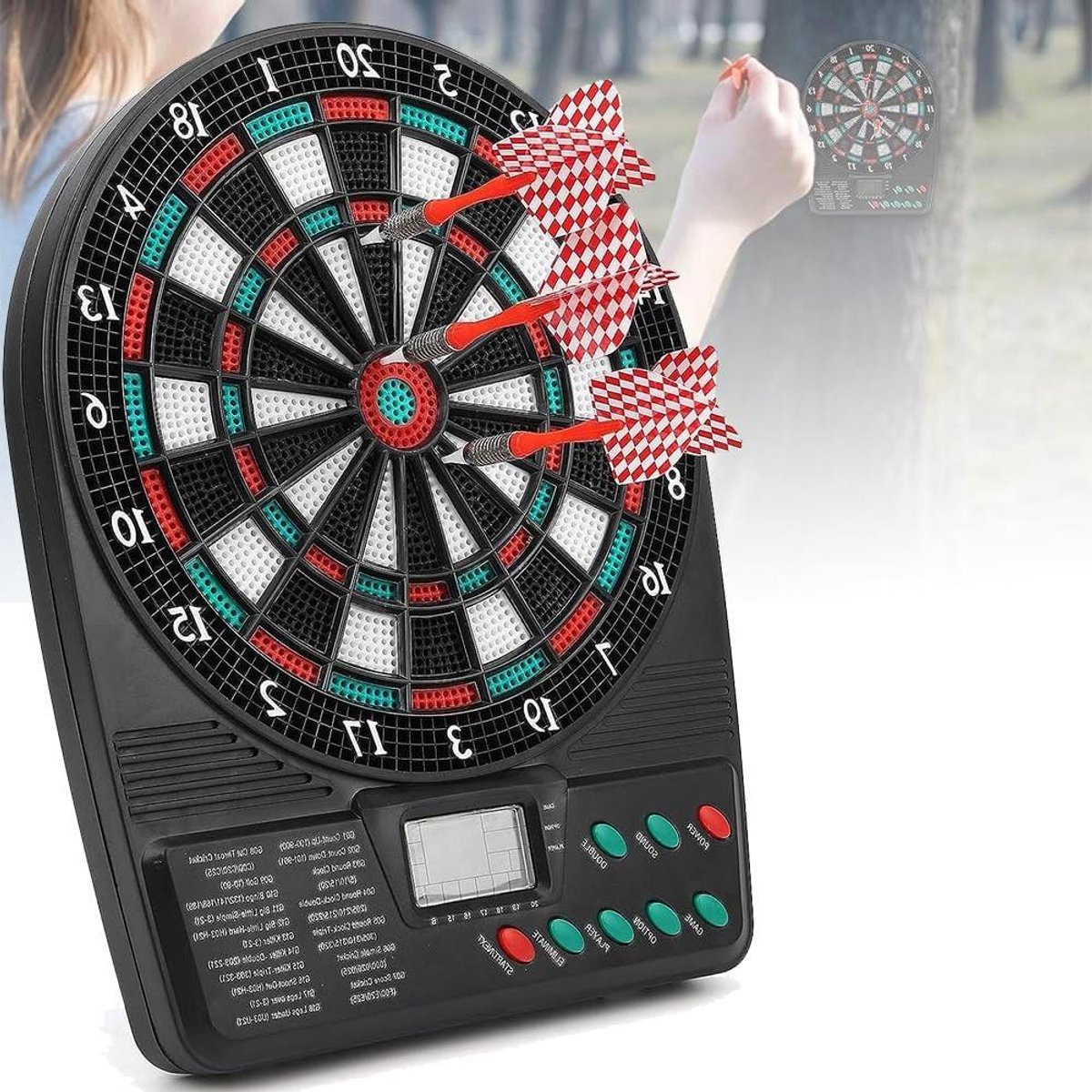 Elektronisch Dartbord - Digitaal Scorebord - Spel Plezier - Automatische Scoretelling - 20.5 x 26.5 cm - Zwart