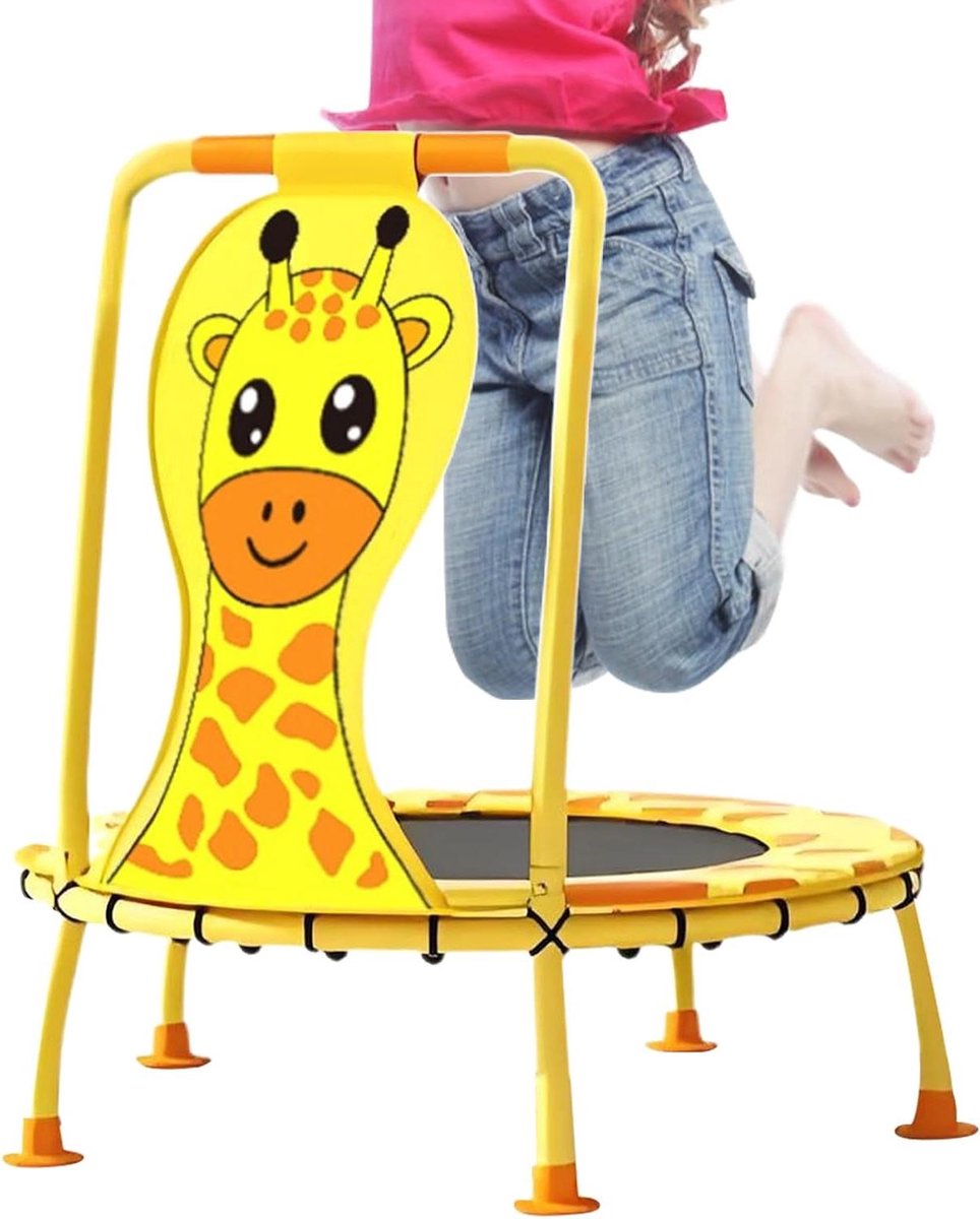 Kinder Trampoline - Springkussen Binnen - Actief Spelen - Veilig Handvat - 100 cm - Giraffen Patroon
