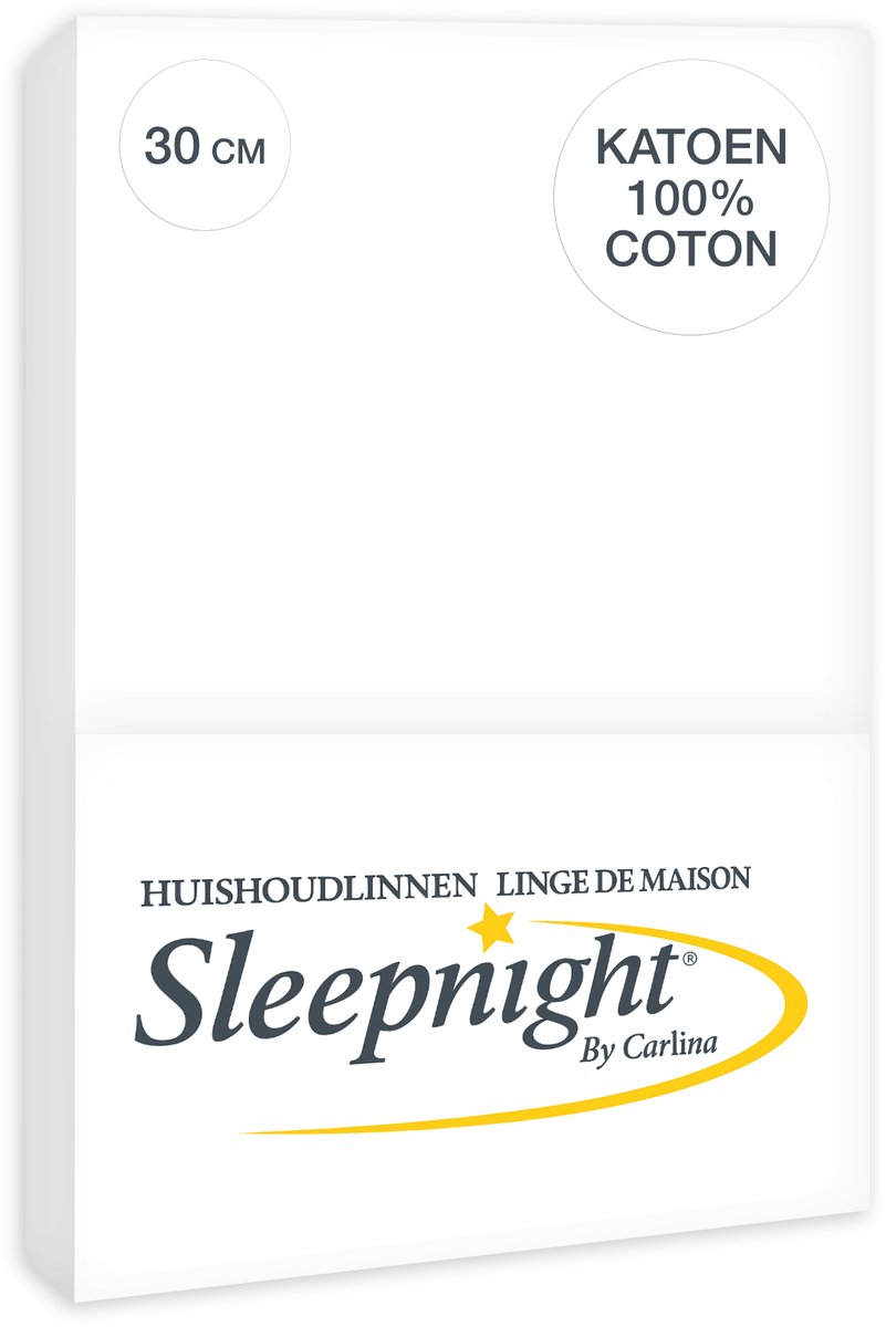 Sleepnight Hoeslaken Katoen 30 cm Wit - 160 x 200 cm - [Wit]