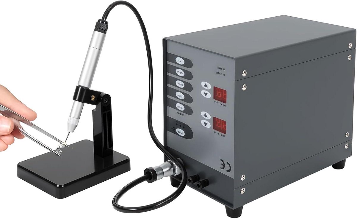 Automatische Puntlasmachine, 100W Puls Argon Boog Lasapparaat Verstelbare Lastijd (3ms-30ms) & Lasvermogen Overeenkomstig (50A-600A), Puntlasapparaat voor Juwelenmakerij Benodigdheden