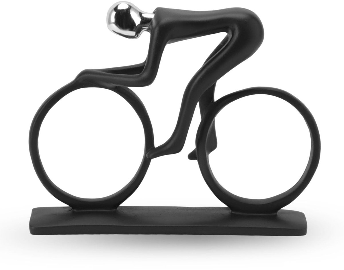 Cosensi- Fietsornament Kunst - Metalen Beeldje - Woondecoratie - Sport/Hobby Figuur - Hars Ornament - 22 x 5 x 17,5 cm - Fietssculptuur
