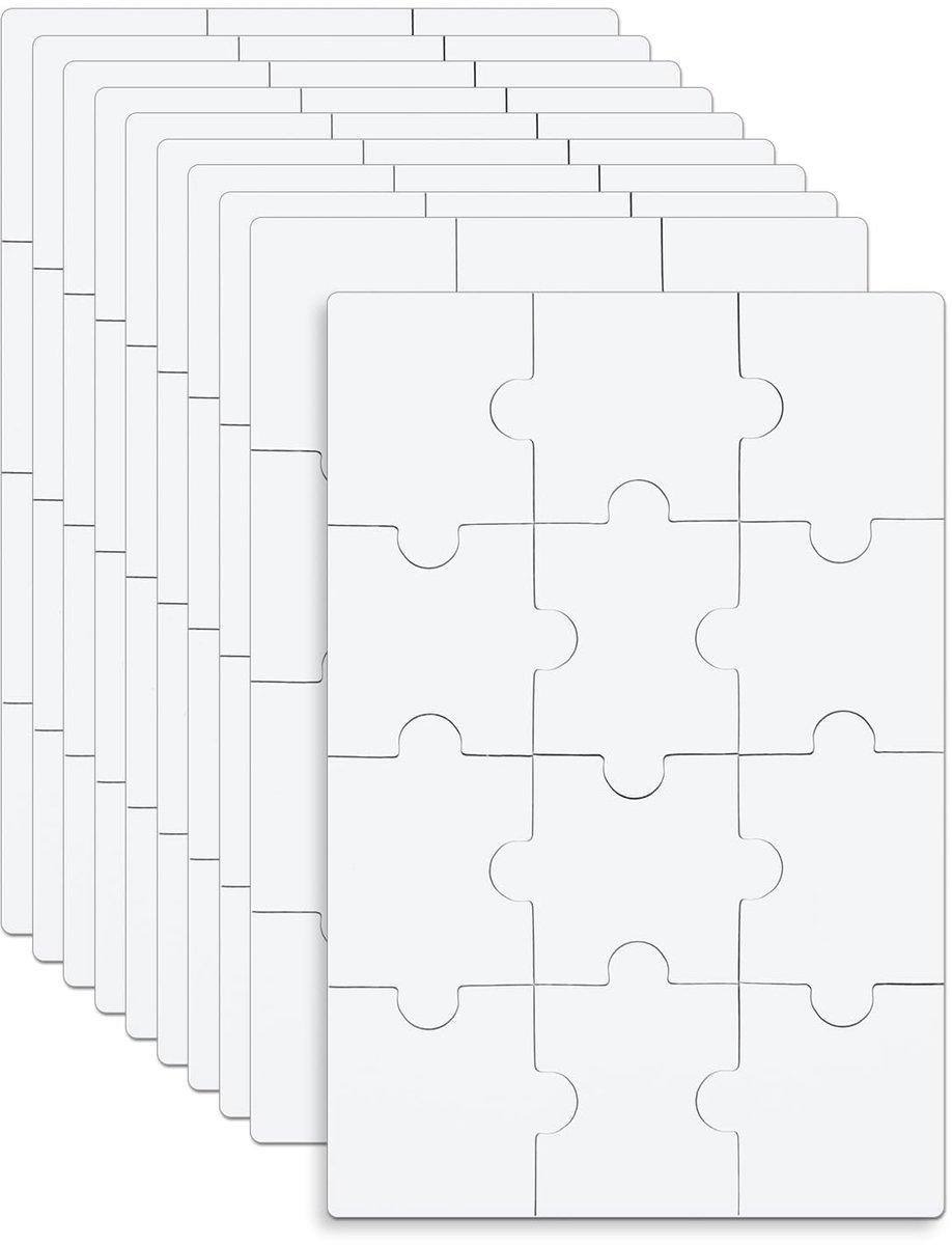 Dailygoods- Lege Puzzelset 10 Vellen - Blanco Puzzel 10x15cm - Overschilderbare Puzzel - DIY Activiteiten - Knutselen - Hoogwaardige Materialen