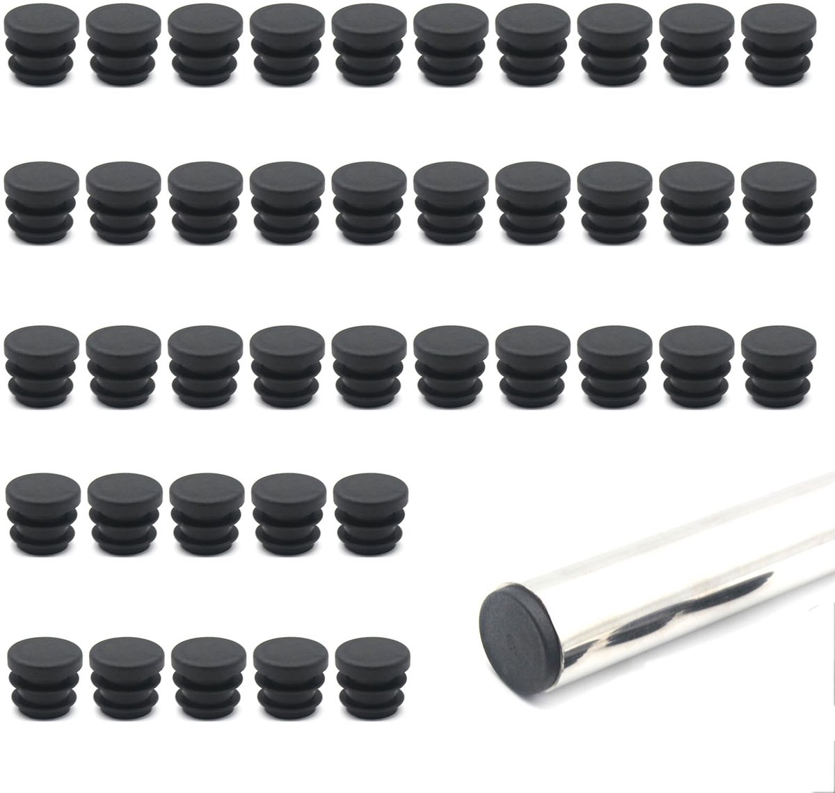 Dailygoods- Plastic Doppen 40 Stuks - 16mm - Meubelpoten - Ronde Buizen - Tafel/stoel - Antislip - Duurzaam Materiaal - Meubelbeschermers