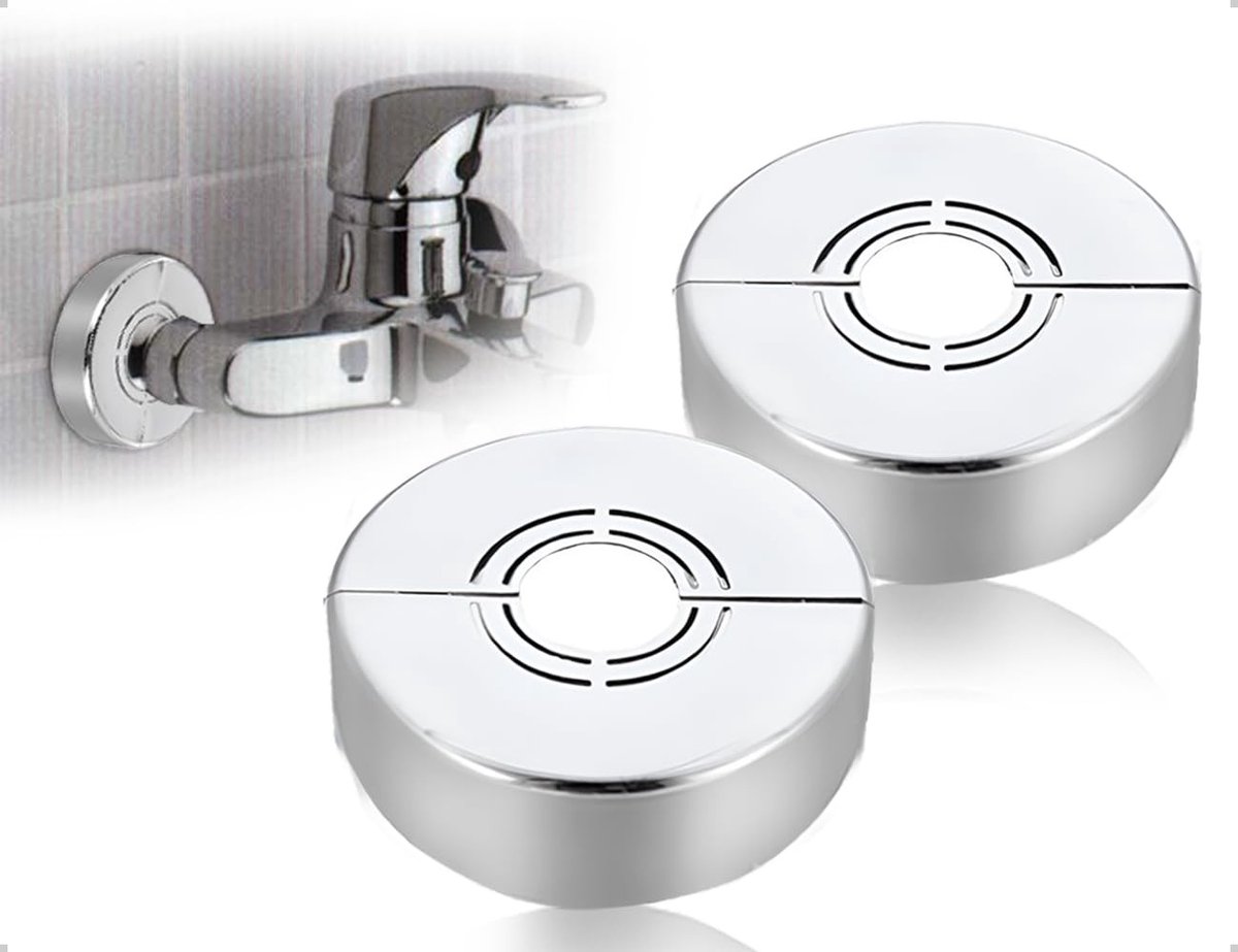 Dailygoods- Verwarmingsbuis-rozetten Zilveren Design - 2 Stuks - Afneembare Douchekraan Af