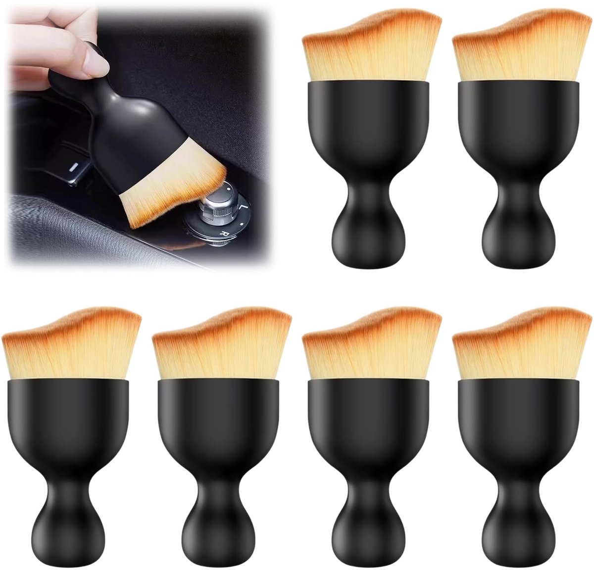Dailygoods- Stofborstel Hoge Kwaliteit - 6 Stuks - Zacht - Geen Kras - Auto Interieur - Voor Dashboard/Luchtventilatie - Autoreinigingsborstel