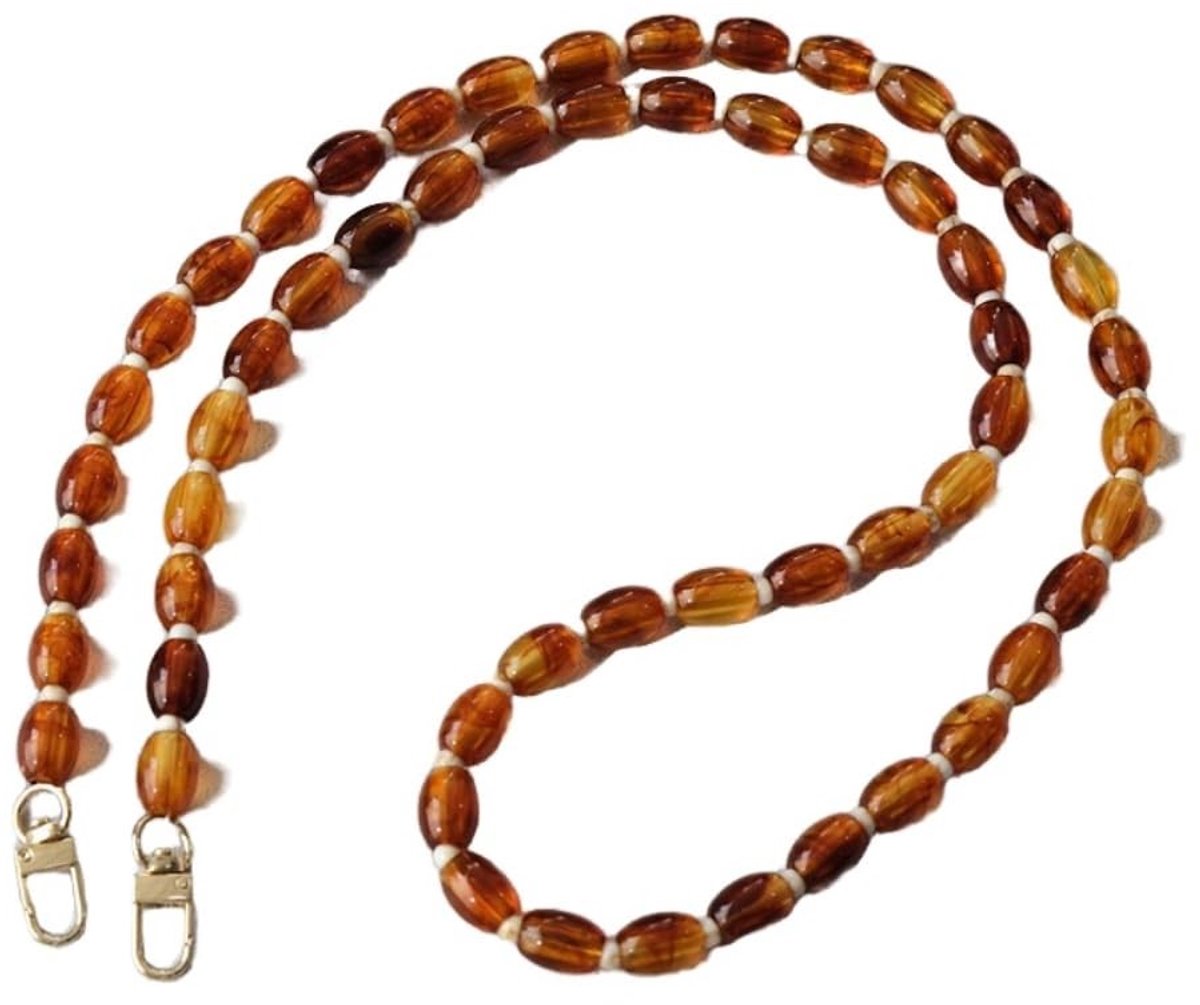 Dailygoods- Pareltelefoonketting 120 cm - Zakketting - Afneembaar - Karabijnhaak - Accessoires - Hoogwaardig acryl - Tasband