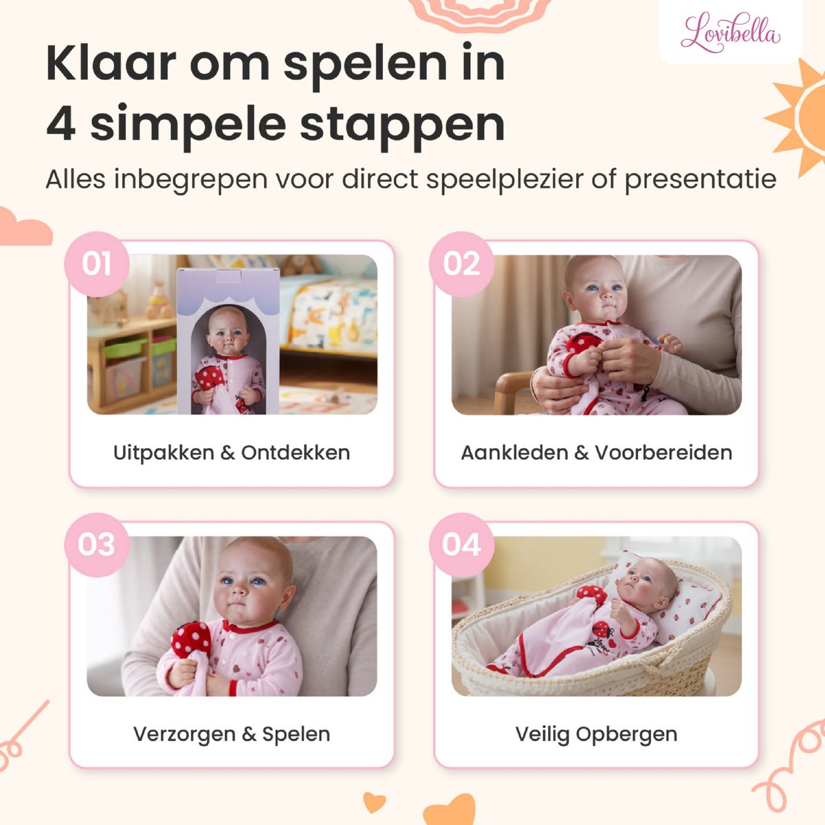 Lovibella® Livia Reborn Baby Pop Meisje - Levensechte Babypoppen - Dementie poppen - 45 cm - Complete Accessoires Set - Realistische Poppen - Zoals Echt - Zacht Vinyl - Doll Speelgoed 3 Jaar — afbeelding 6
