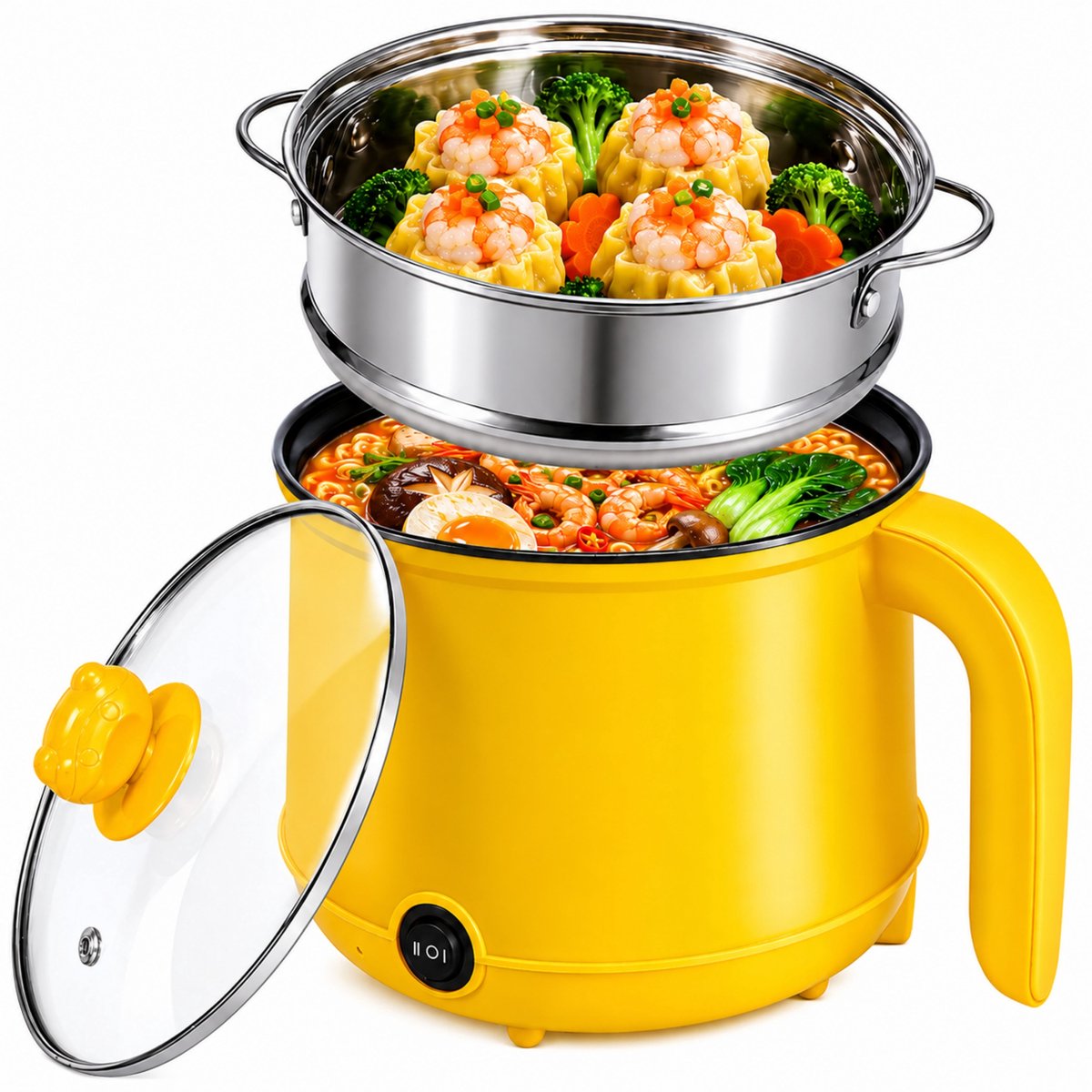 DMG Supply Noodle Pan - Geel - Hotpot - Noodle Kom - Elektrische Pan - 1,8 L - Multicooker