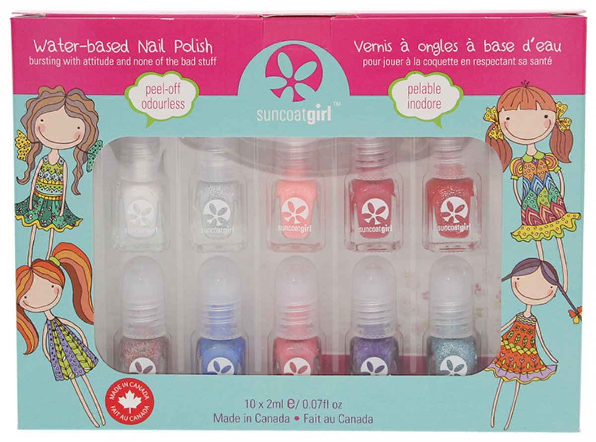 Suncoat Girl Veilige Kindernagellak Op Waterbasis - set met stickertjes en vijl - Flair & Fancy