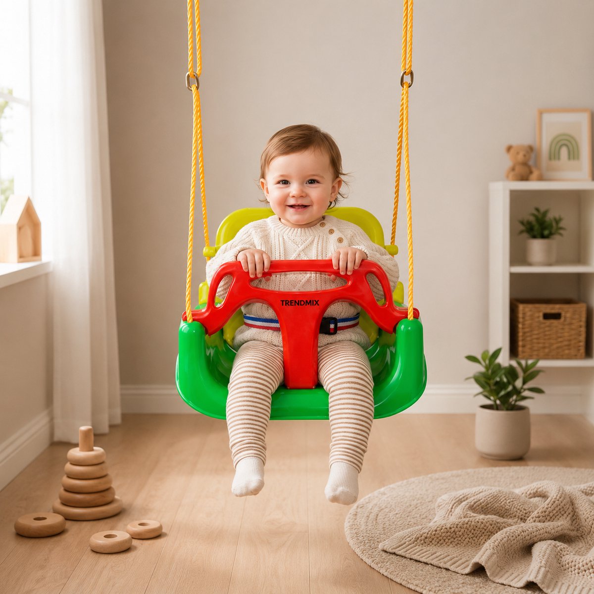 Trendmix Meegroei Schommel 3-in-1 Groen Voor Baby, Peuter & Kleuter – Veilig Met Verstelbare Banden – Voor Binnen & Buiten Gebruik — afbeelding 6