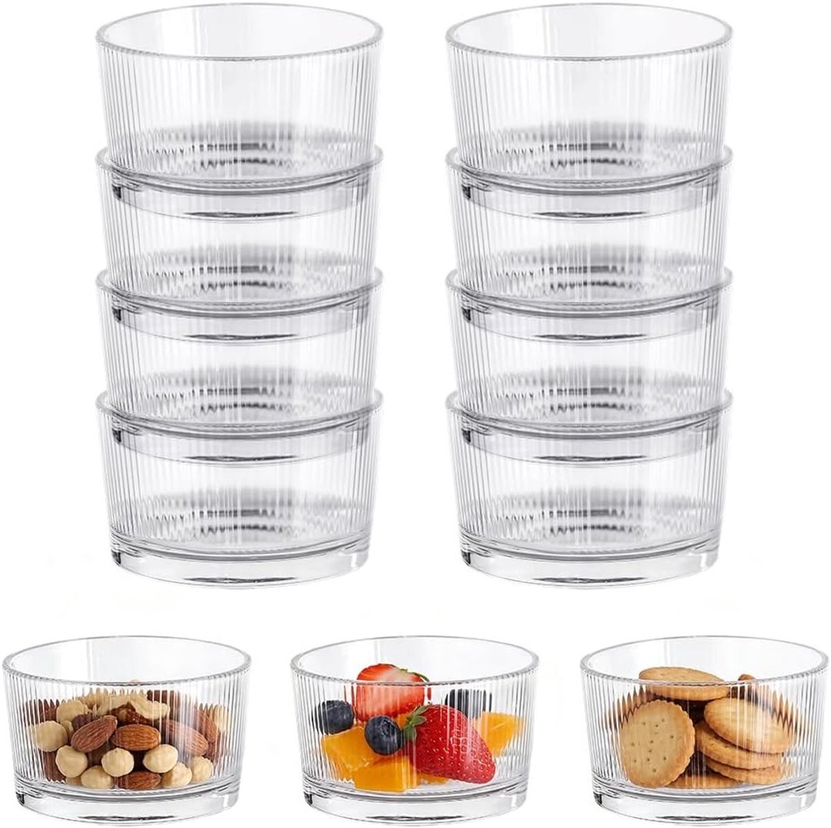 Set van 8 Transparante Dessertglazen van 200ml, Ideaal voor Tiramisu, Panna Cotta en Laagjes Desserts, Vaatwasserbestendig en Stijlvol voor Feestjes