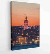 Zonsondergang van galatatoren op istanbul - Moderne schilderijen - Verticaal - 1631944489 - 50*40 Vertical