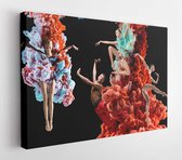 Abstracte creatieve collage gevormd door kleur oplossen in water op zwarte achtergrond. - Moderne kunst canvas - Horizontaal - 1429368917 - 115*75 Horizontal