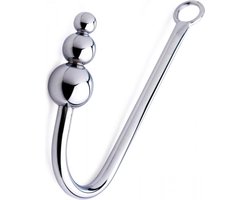 XR Brands – Master Series RVS Anaal Haak met O-ring en Oplopende Anale Kralen – 40 cm – Zilver