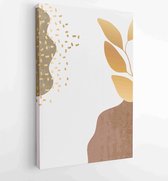 Earth tone boho gebladerte lijntekeningen tekenen met abstracte vorm. Abstract Plant Art-ontwerp voor print, omslag, behang, minimale en natuurlijke kunst aan de muur. 4 - Moderne schilderijen – Verticaal – 1827200492 - 80*60 Vertical