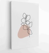 Bloemen en gebladerte lijntekeningen met abstracte vorm. Abstract Plant Art-ontwerp voor print, omslag, behang, minimale en natuurlijke kunst aan de muur. 1 - Moderne schilderijen