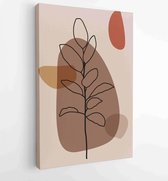 Gebladerte lijntekeningen met abstracte vorm. Abstract Plant Art-ontwerp voor print, omslag, behang, minimale en natuurlijke kunst aan de muur. 1 - Moderne schilderijen – Verticaal