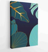 Tropical leaf line arts design for packaging design, social media post, wall art,cover, banner, creative post, goud geometrisch patroon ontwerp vector 2 - Moderne schilderijen – Ve