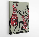 Onlinecanvas - Schilderij - Abstracte Afrikaanse Kunst. Dansende Vrouwen (vectorkunst) Moderne Kunstcanvas Verticaal Vertical - Multicolor - 80 X 60 Cm