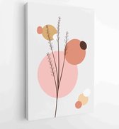 Earth tone boho gebladerte lijntekeningen tekenen met abstracte vorm. Abstract Plant Art-ontwerp voor print, omslag, behang, minimale en natuurlijke kunst aan de muur. 4 - Moderne