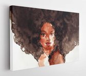 Afro-Amerikaanse vrouw. illustratie. aquarel schilderij - Modern Art Canvas - Horizontaal - 1764339875 - 80*60 Horizontal