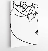 Onlinecanvas - Schilderij - Abstract Gezicht Met Bloemen Door Één Lijn Vectortekening. Art Verticaal Vertical - Multicolor - 80 X 60 Cm