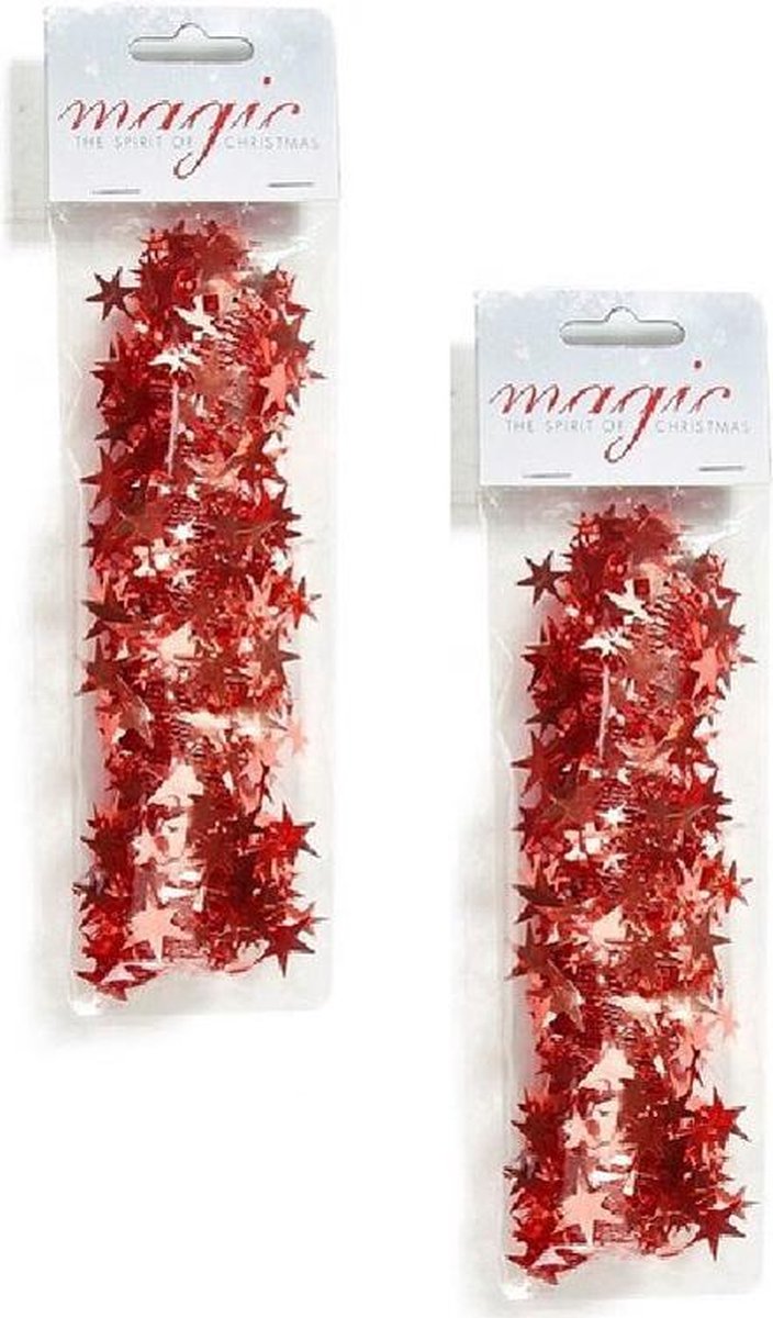 6x stuks kerstslinger rood 750cm - Guirlande folie lametta - Rode kerstboom versieringen