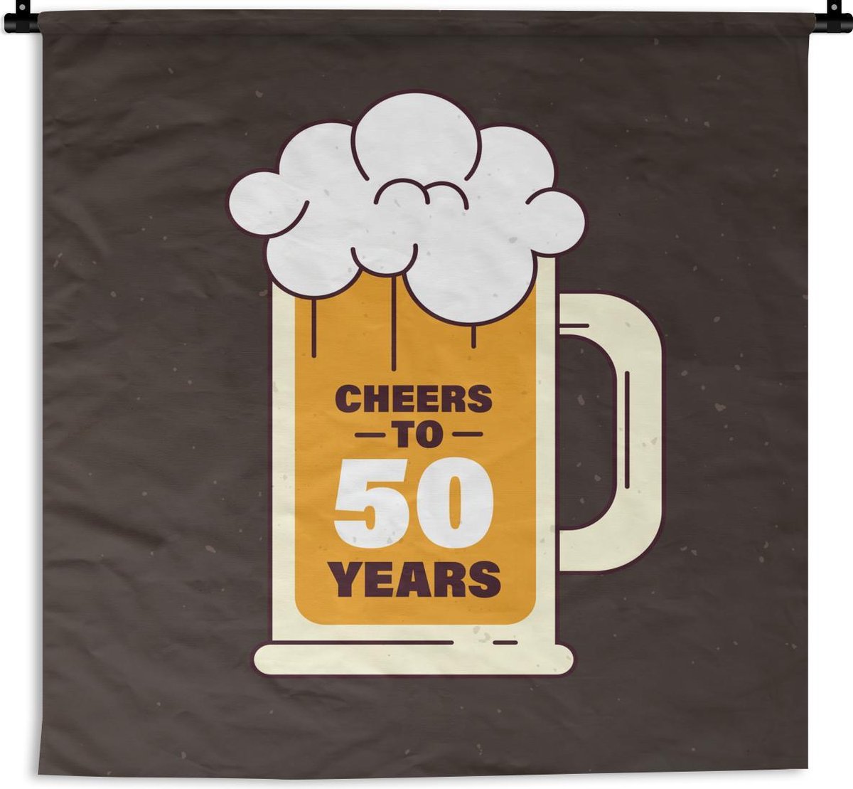 Wandkleed - Feest - 50 Jaar - Jubileum - 120x120 cm - Wandtapijt
