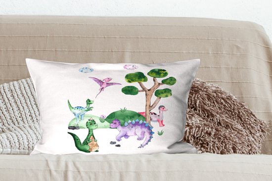 Coussins Coussins décoratifs - Oreillers Salon - 60x40 cm - Chambre d'enfant - Couleurs - Dinosaurus