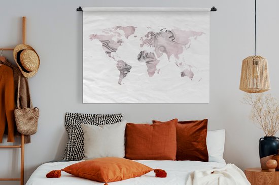 Tapisserie - Tapisserie - Wereldkaart - Peinture - Rose - 120x90 cm - Tapisserie