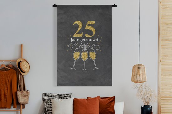 Tapisserie - Tapisserie - Marié 25 ans - Mariage - Citations - Proverbes - 120x180 cm - Tapisserie
