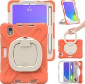 Apple iPad Mini 6 8.3 (2021) Hoes - Mobigear - Shockproof Strap Serie - Hard Kunststof Backcover - Oranje - Hoes Geschikt Voor Apple iPad Mini 6 8.3 (2021)