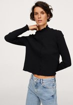 Mango Trui Geribd T Shirt Met Lange Mouwen 17907757 99 Dames Maat - XXS
