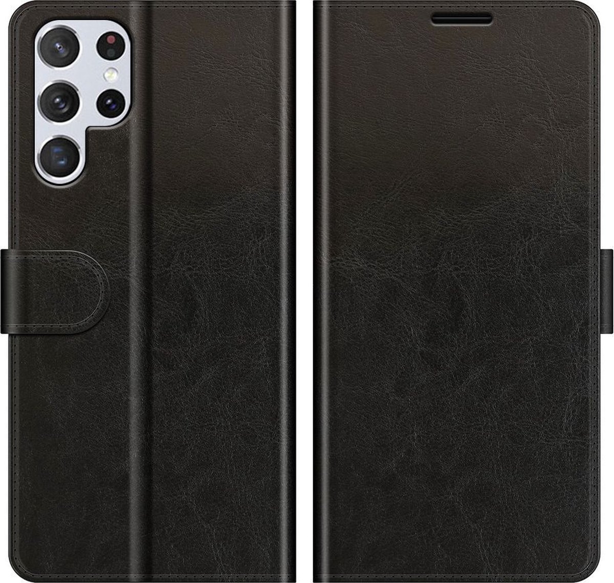 Mobigear Telefoonhoesje geschikt voor Samsung Galaxy S22 Ultra Hoesje | Mobigear Wallet Bookcase Portemonnee | Pasjeshouder voor 3 Pasjes | Telefoonhoesje voor Pinpas / OV Kaart / Rijbewijs - Zwart
