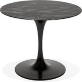 Alterego Ronde designeettafel 'GOST' van zwart glas met marmereffect - Ø 90 cm