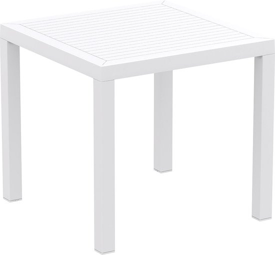Alterego Table de terrasse 'CANTINA' design en matière plastique blanche - 80x80 cm